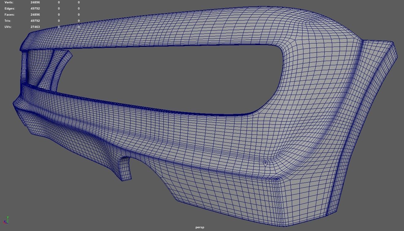 Rear Bumper Custom 01 Low-poly 3D model_10