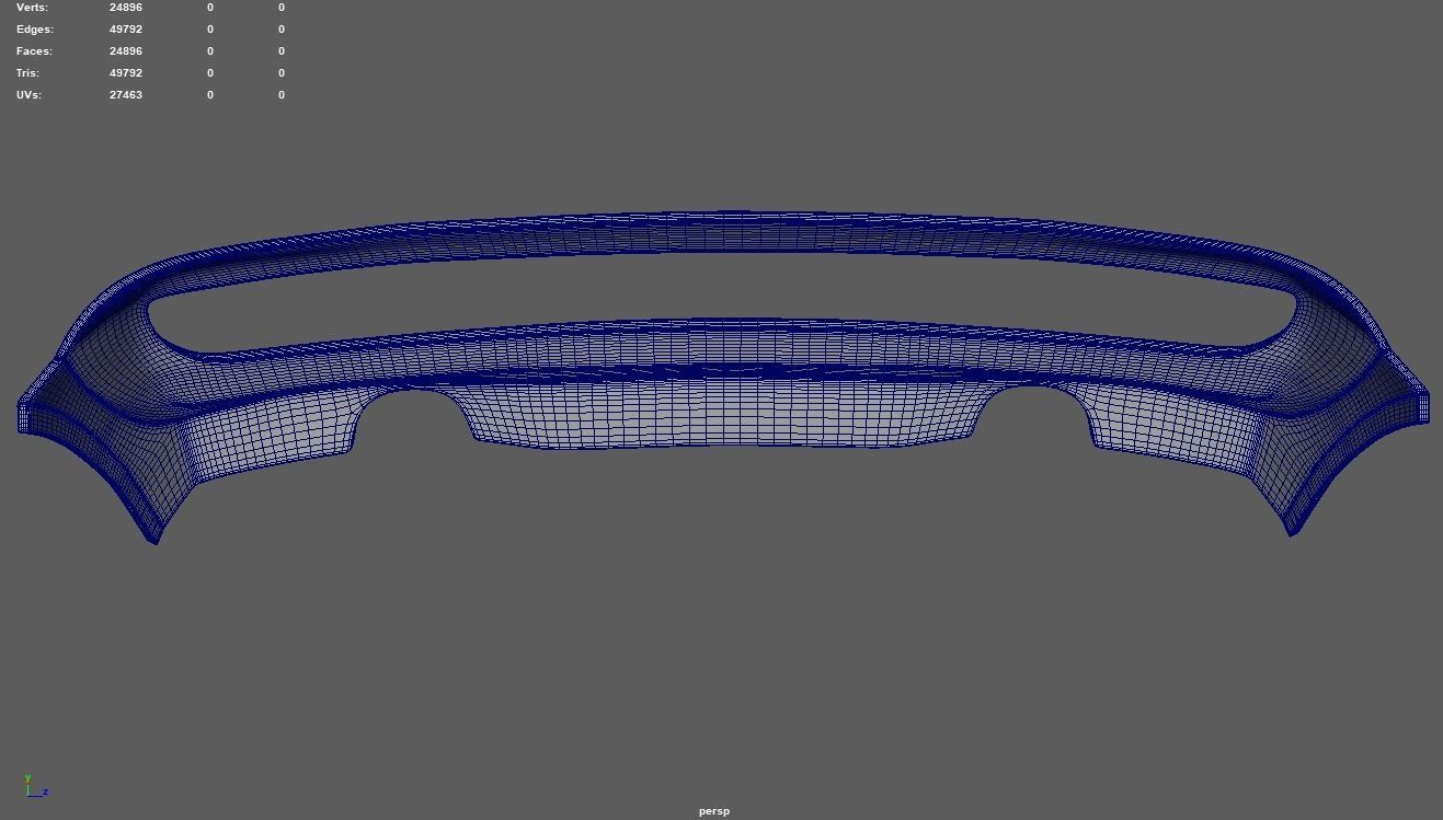 Rear Bumper Custom 01 Low-poly 3D model_11
