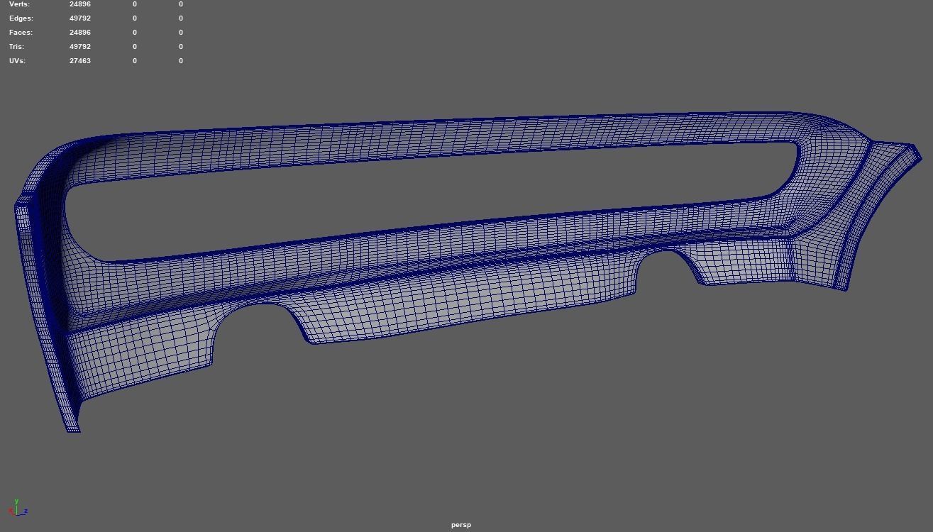 Rear Bumper Custom 01 Low-poly 3D model_9