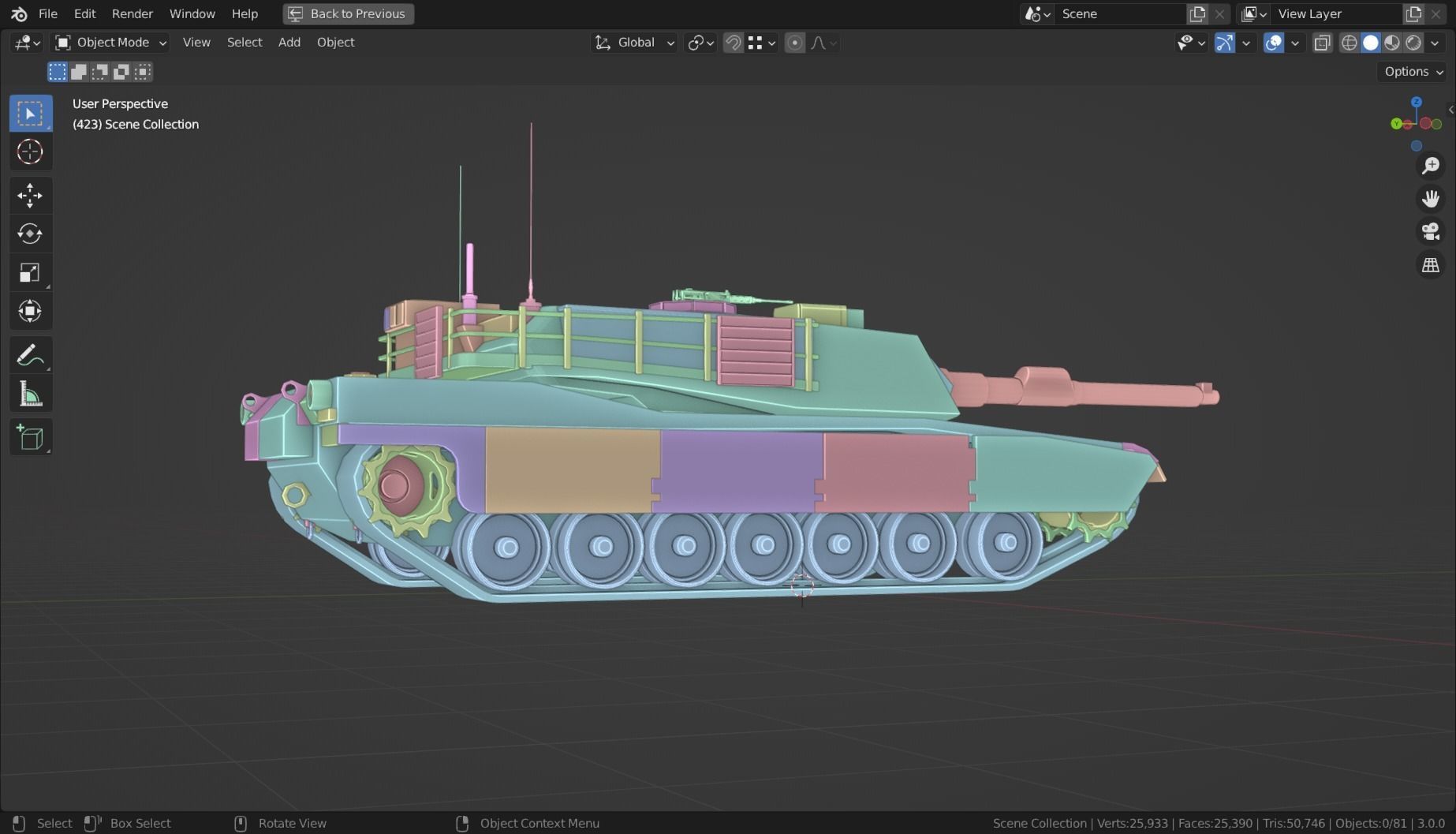 Abrams m1a2 TANK BASE MESH Low-poly 3D model_14