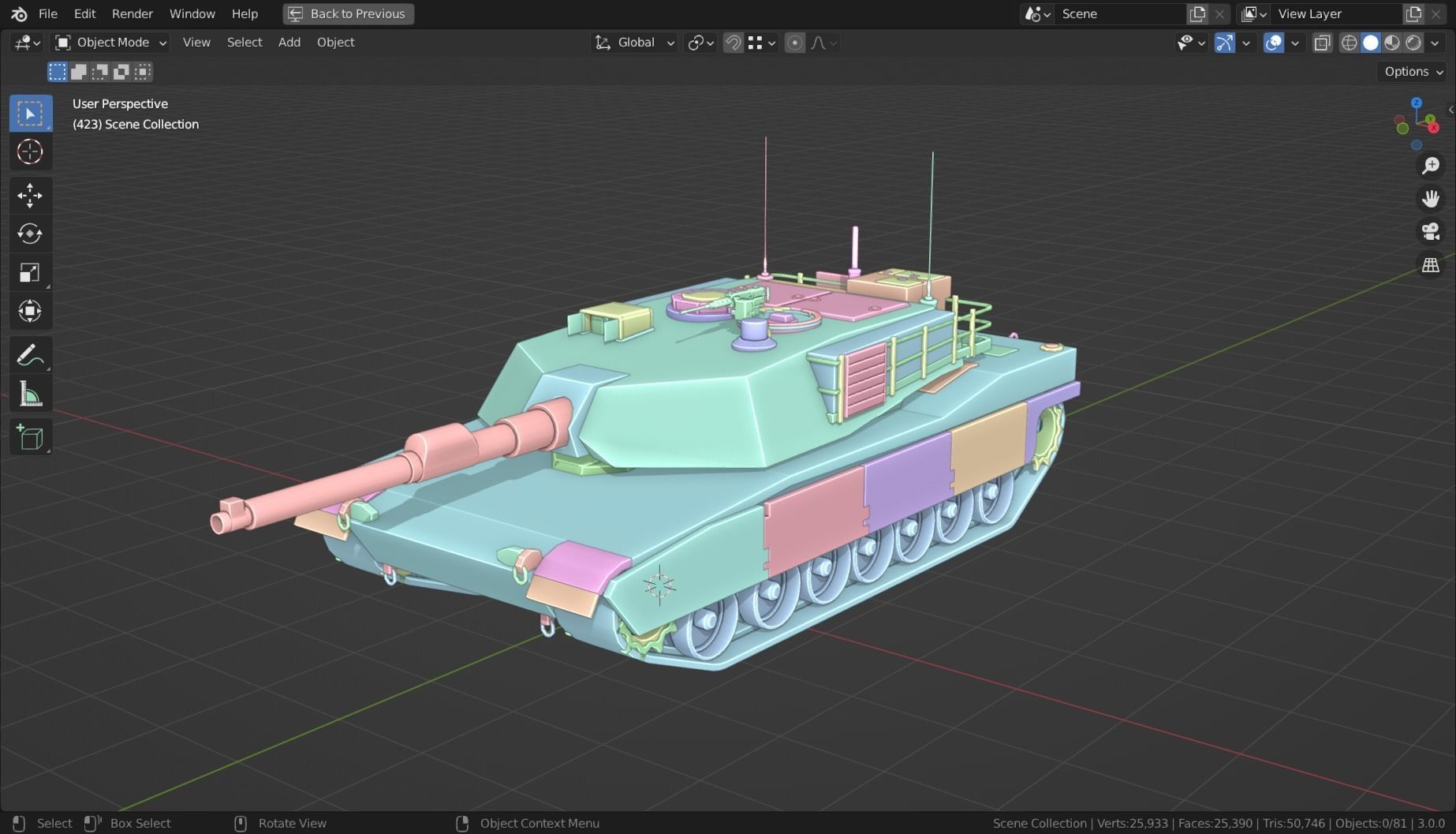 Abrams m1a2 TANK BASE MESH Low-poly 3D model_12