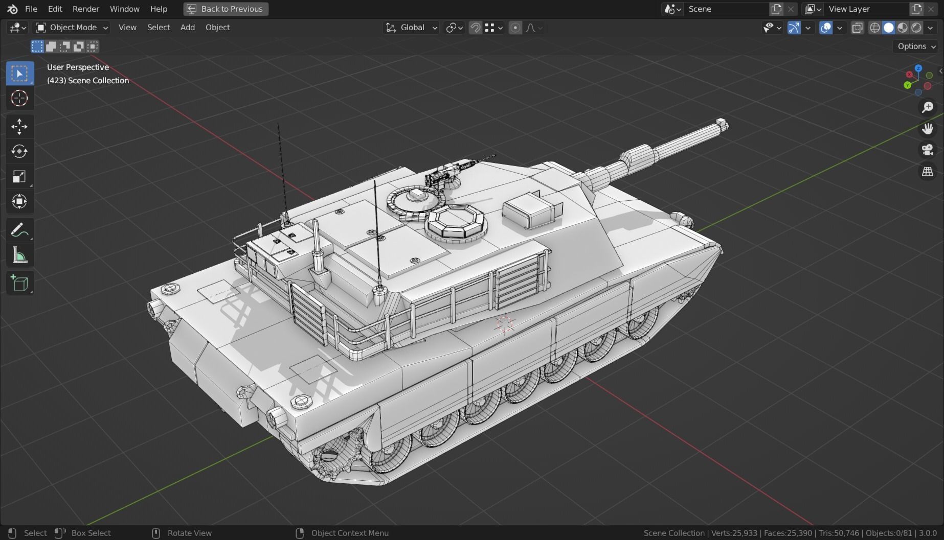Abrams m1a2 TANK BASE MESH Low-poly 3D model_18