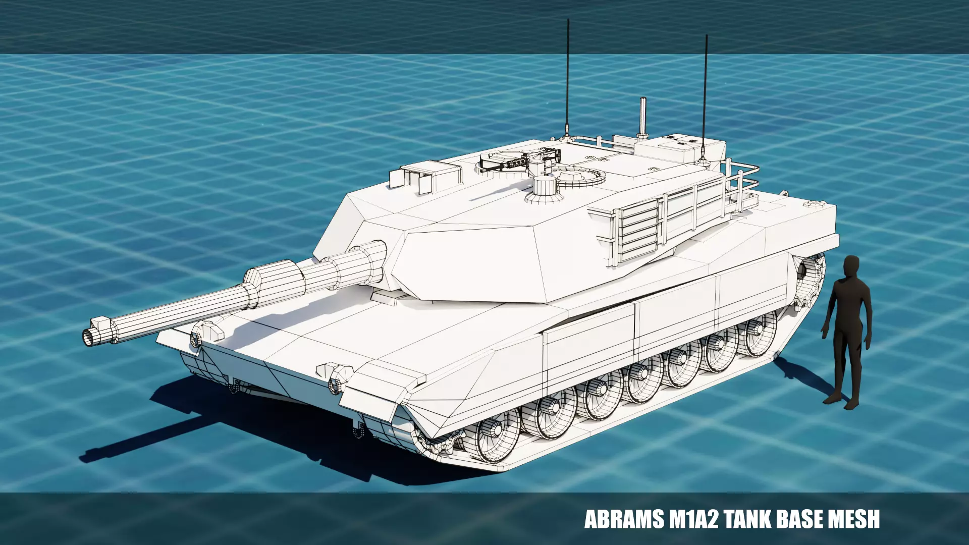 Abrams m1a2 TANK BASE MESH Low-poly 3D model_0