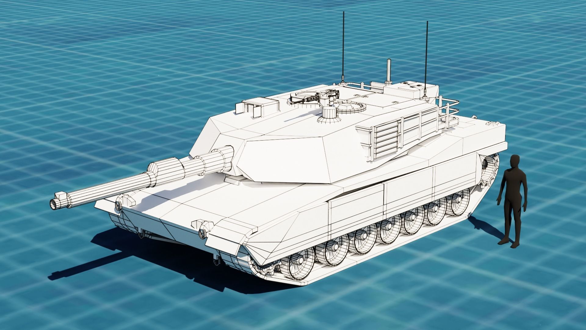 Abrams m1a2 TANK BASE MESH Low-poly 3D model_20