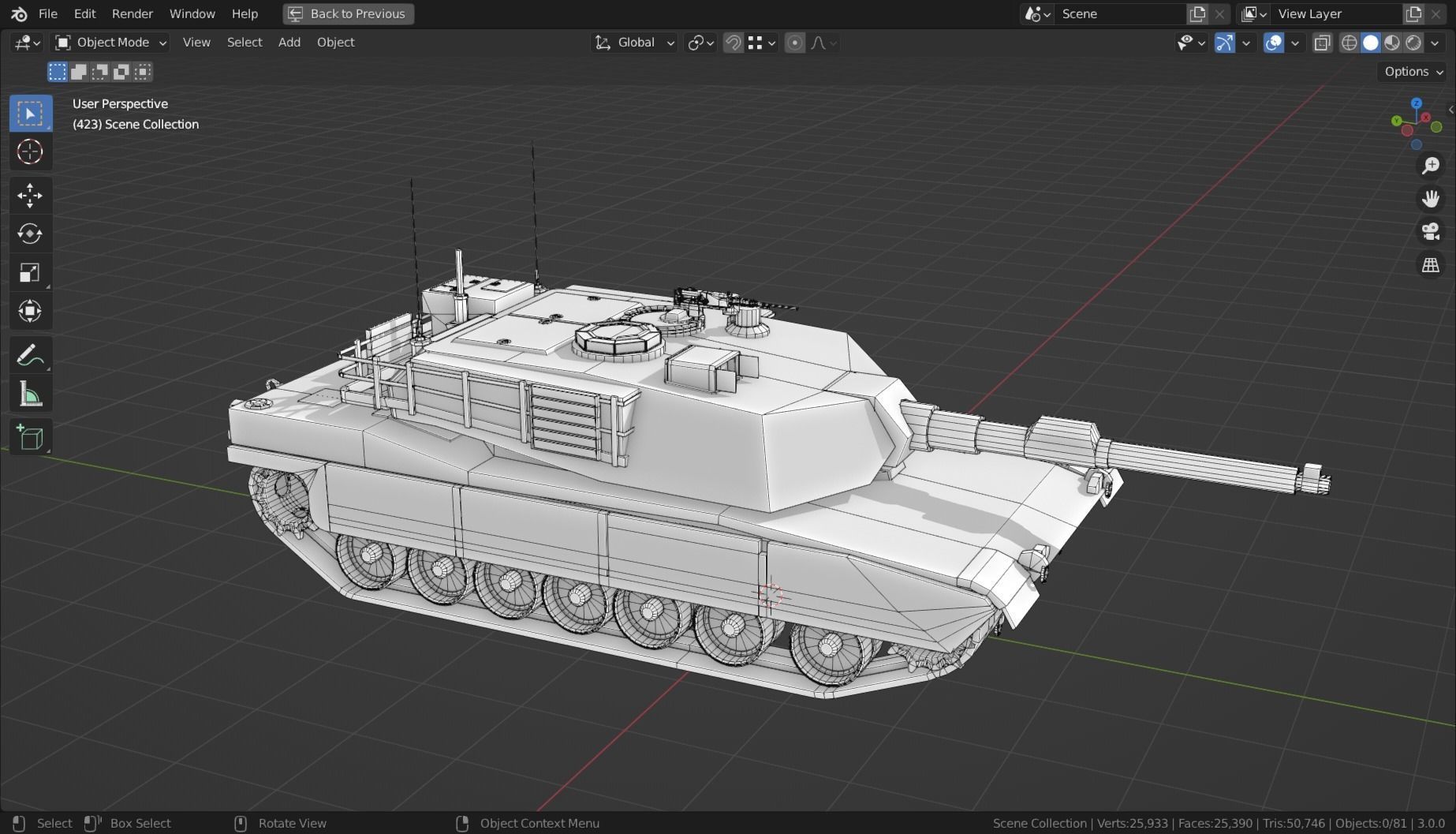 Abrams m1a2 TANK BASE MESH Low-poly 3D model_19