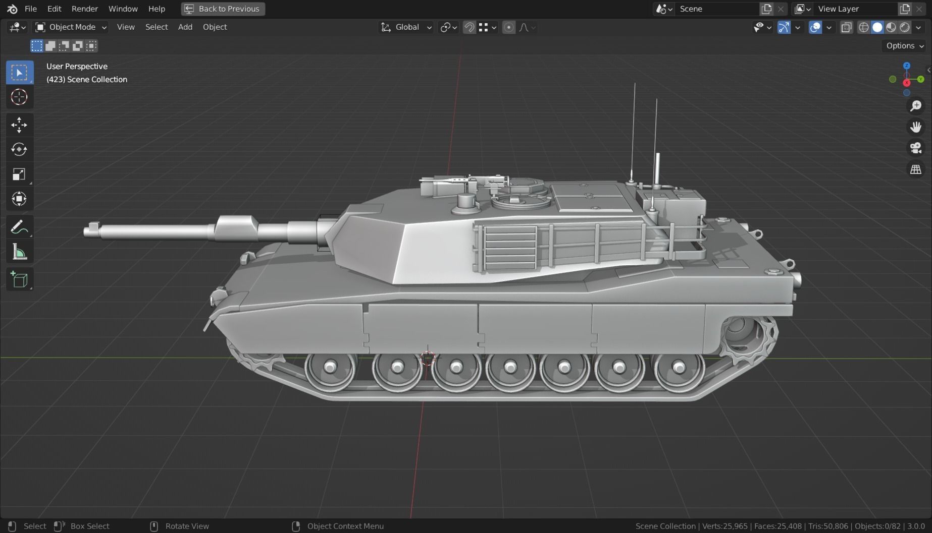 Abrams m1a2 TANK BASE MESH Low-poly 3D model_3