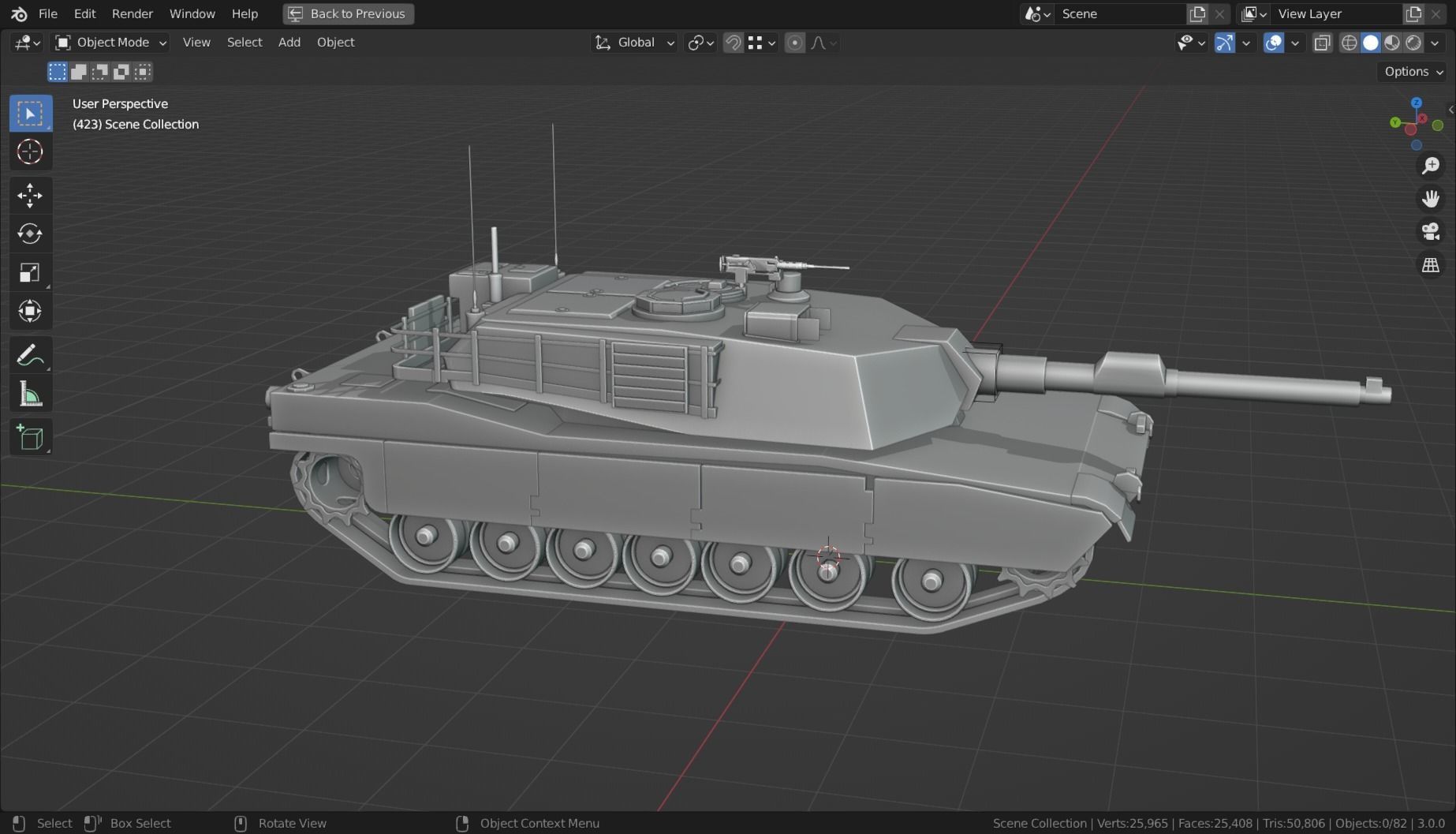 Abrams m1a2 TANK BASE MESH Low-poly 3D model_7