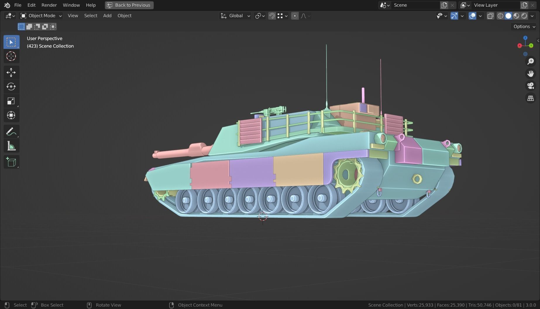 Abrams m1a2 TANK BASE MESH Low-poly 3D model_13
