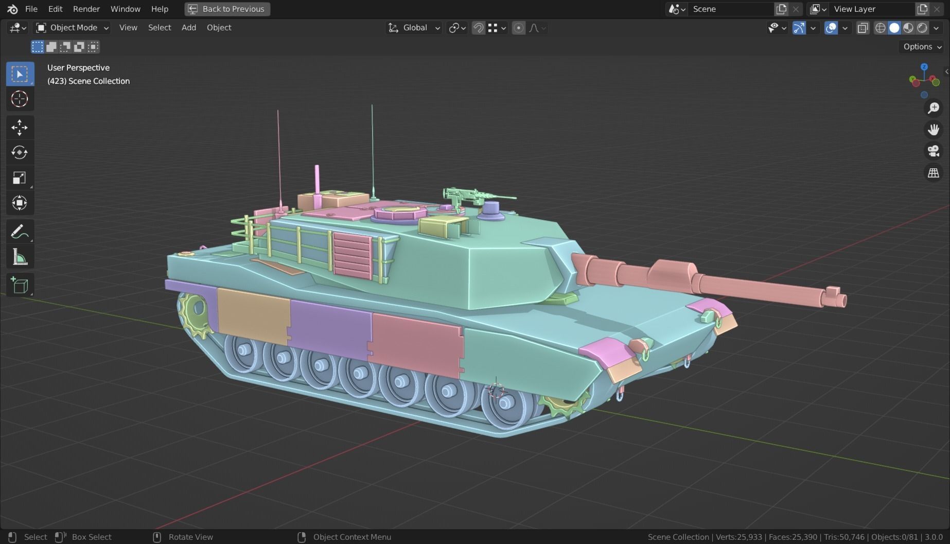 Abrams m1a2 TANK BASE MESH Low-poly 3D model_11