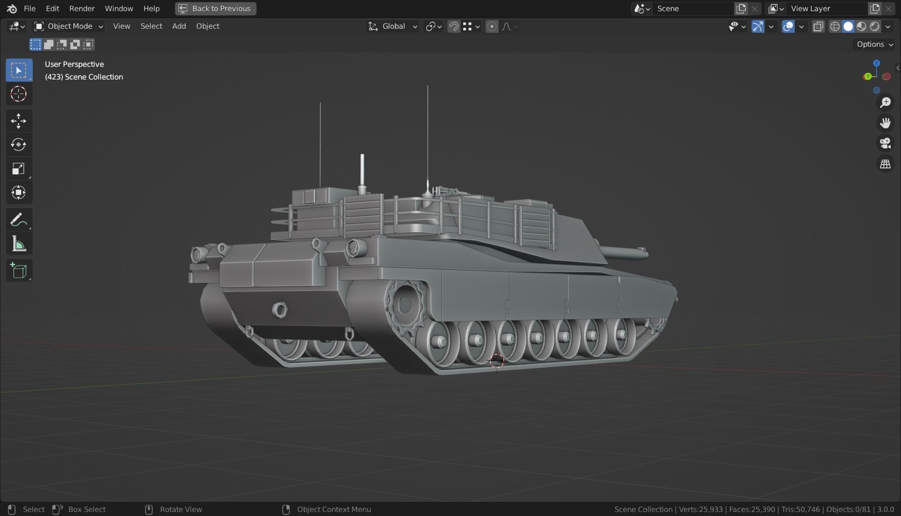 Abrams m1a2 TANK BASE MESH Low-poly 3D model_9