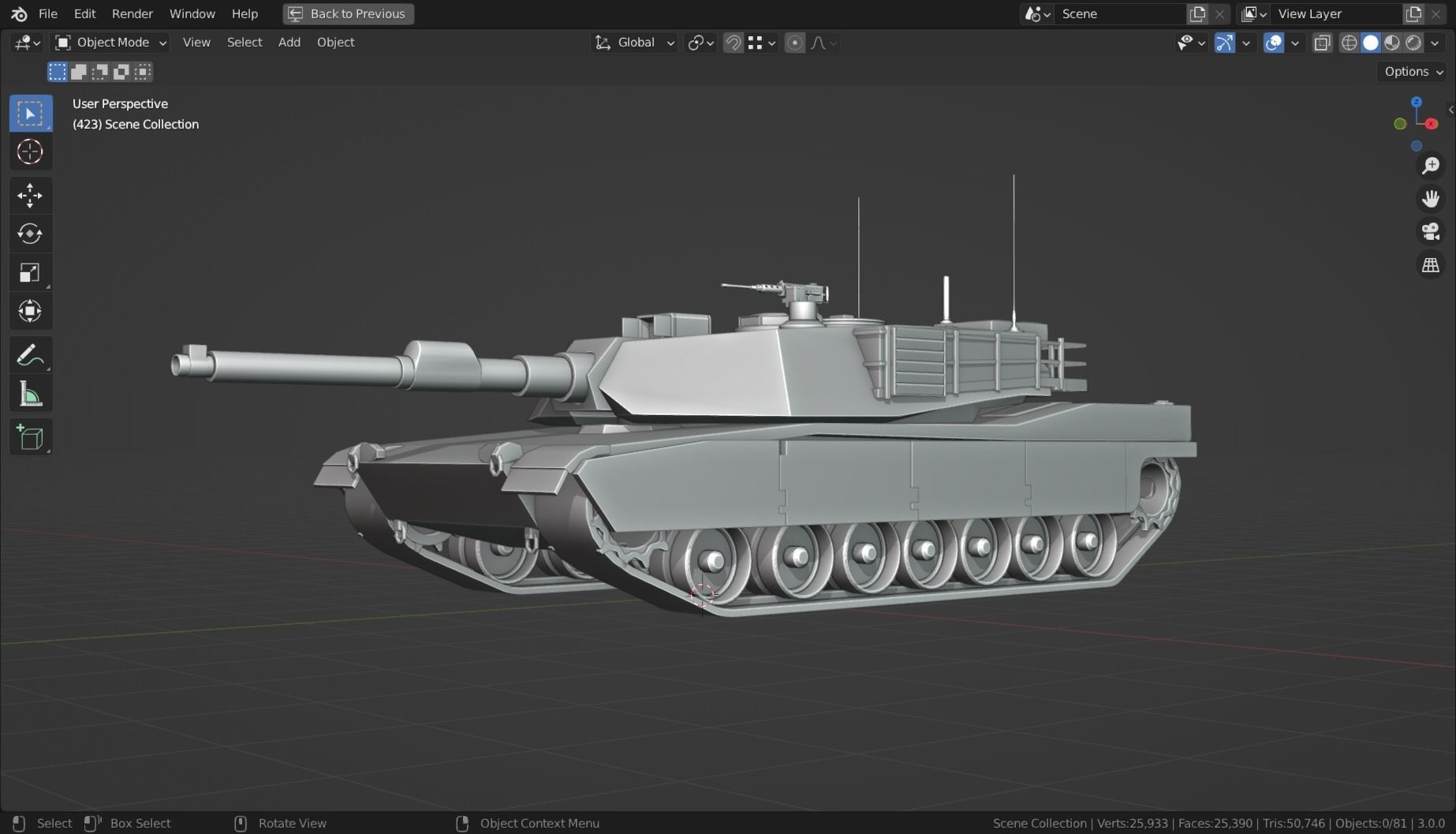 Abrams m1a2 TANK BASE MESH Low-poly 3D model_2