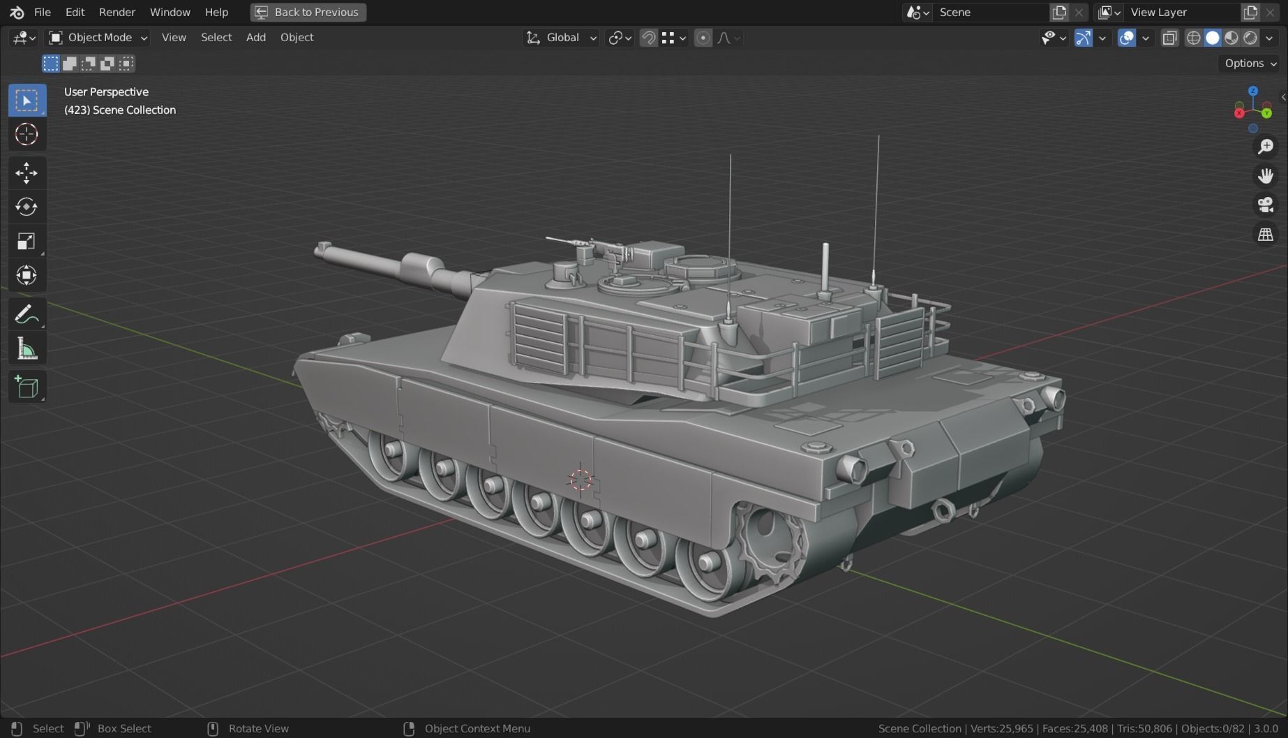 Abrams m1a2 TANK BASE MESH Low-poly 3D model_4