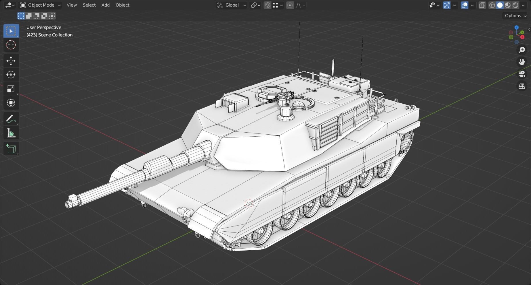 Abrams m1a2 TANK BASE MESH Low-poly 3D model_17