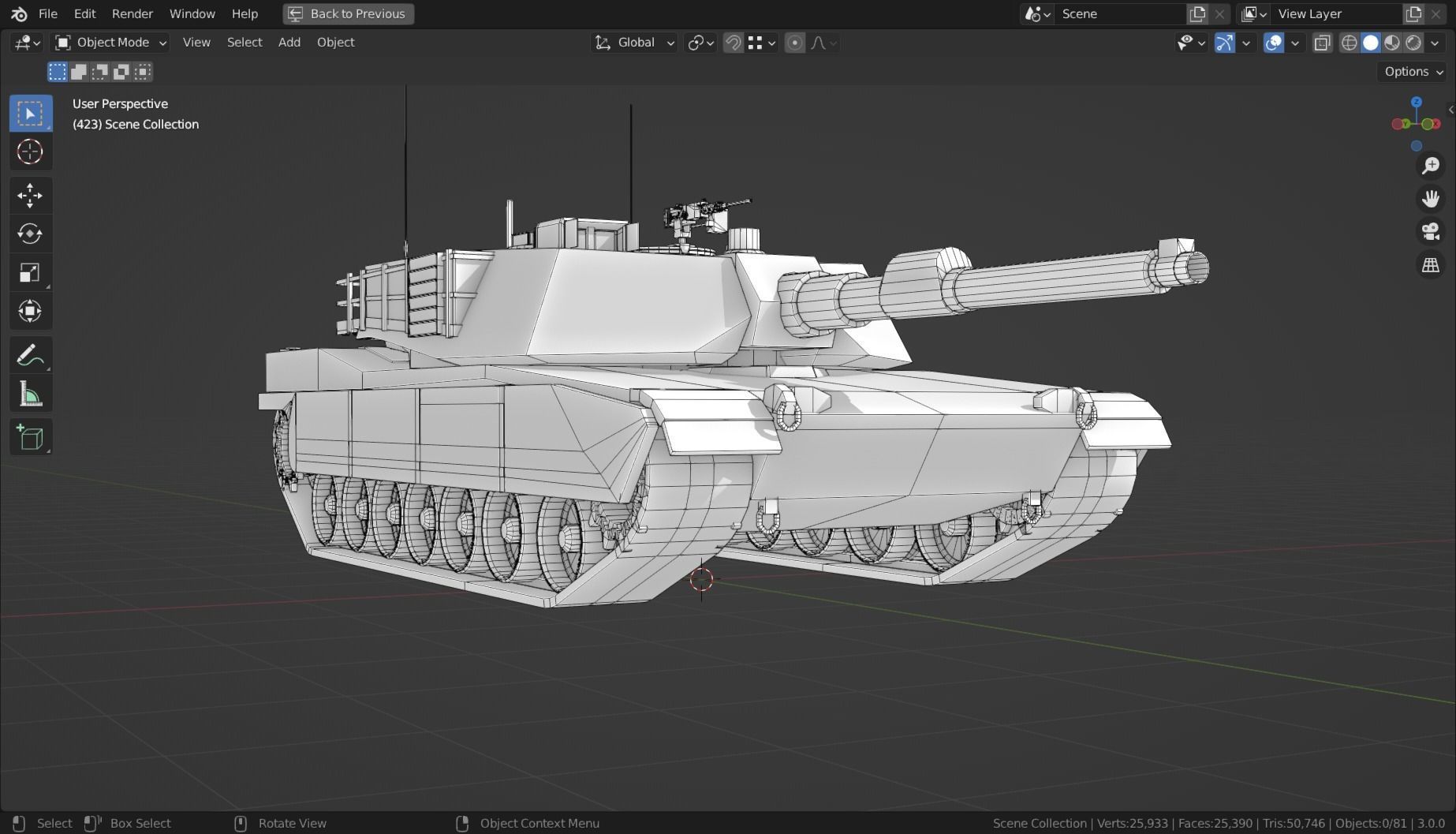 Abrams m1a2 TANK BASE MESH Low-poly 3D model_15