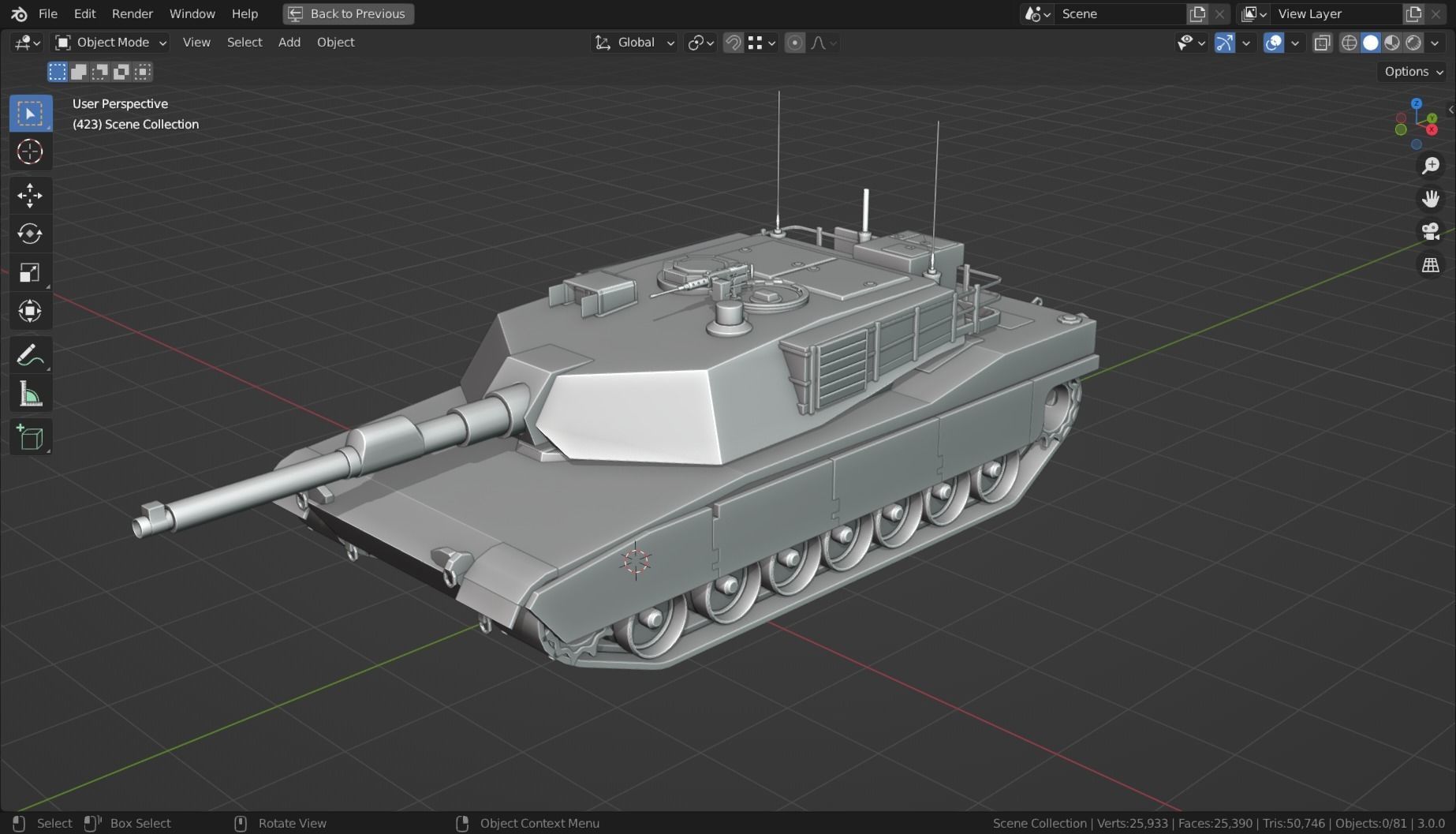 Abrams m1a2 TANK BASE MESH Low-poly 3D model_1