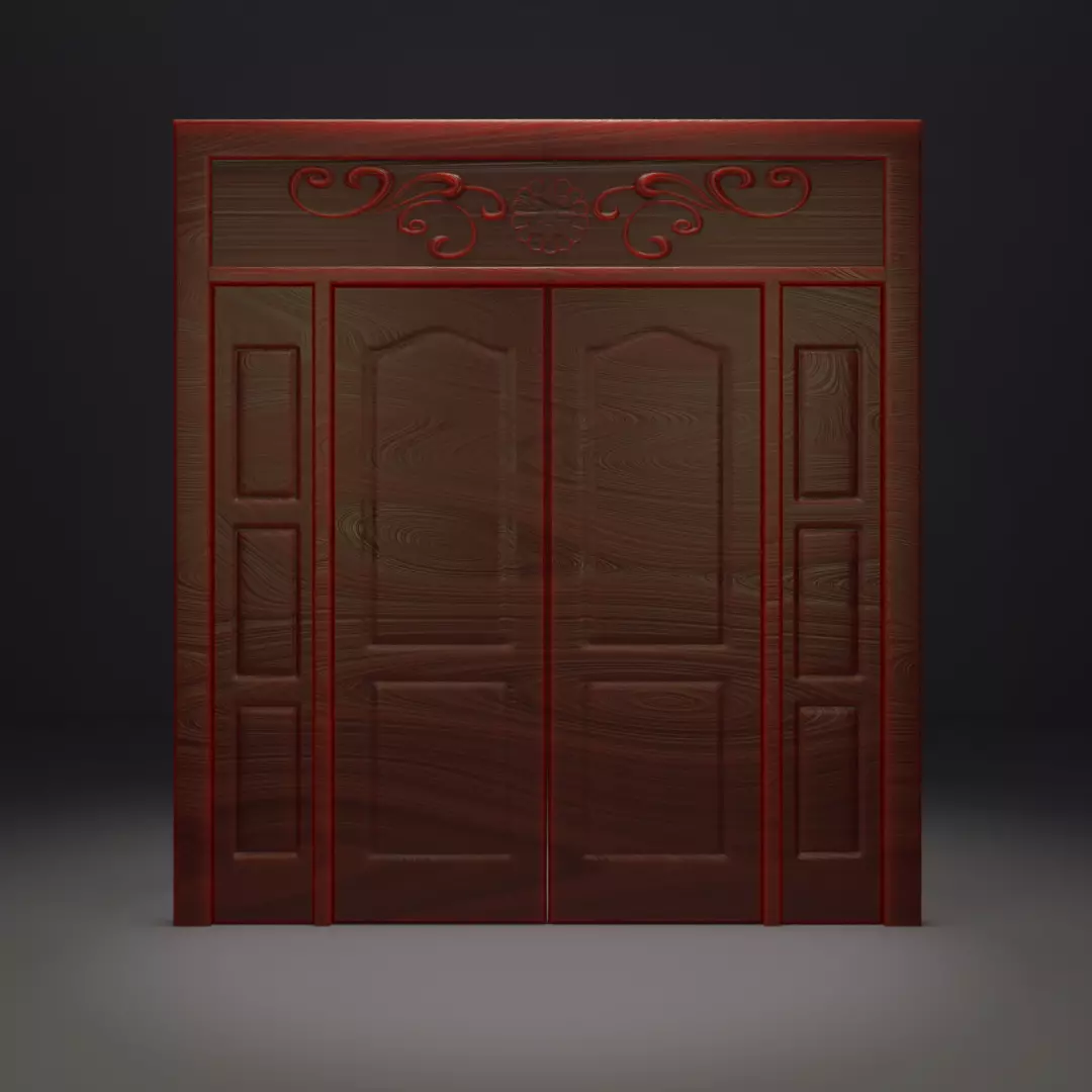 Wood door  3D model_0