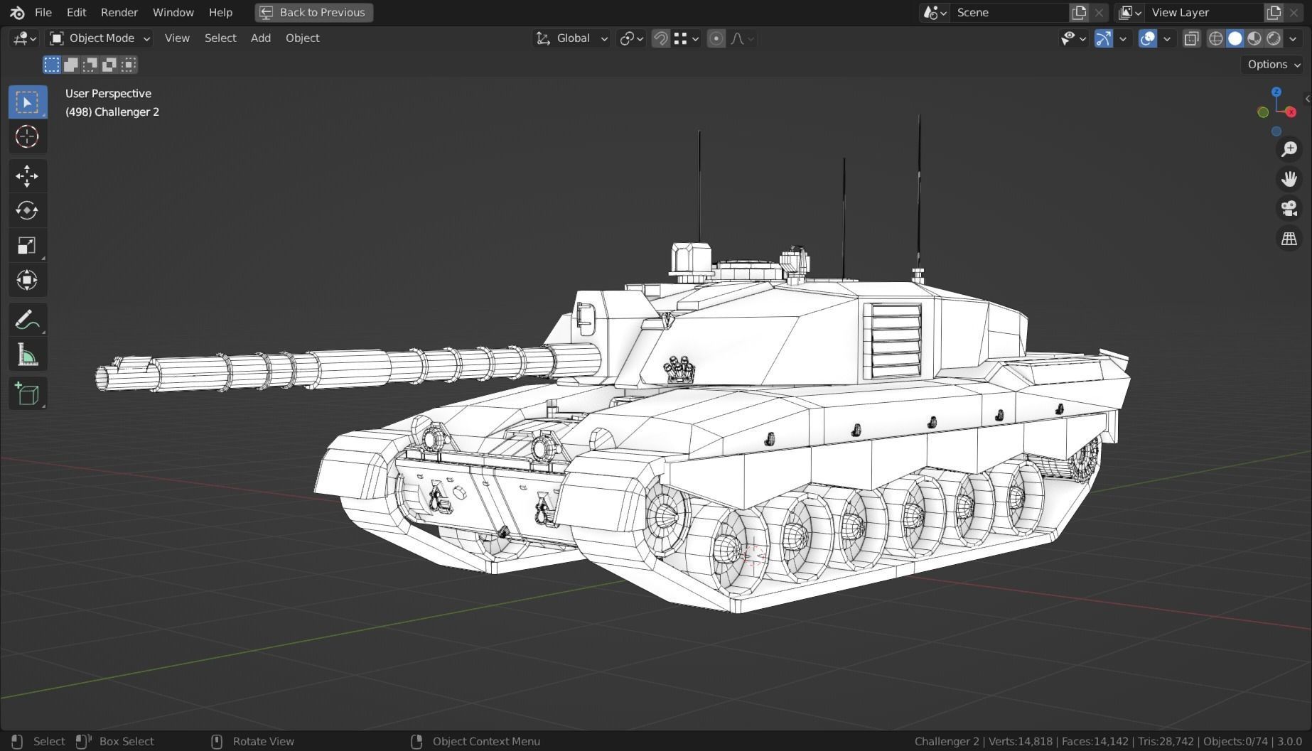Challenger 2 TANK BASE MESH Low-poly 3D model_16