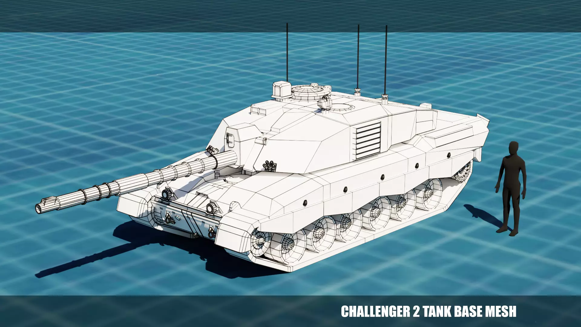 Challenger 2 TANK BASE MESH Low-poly 3D model_0