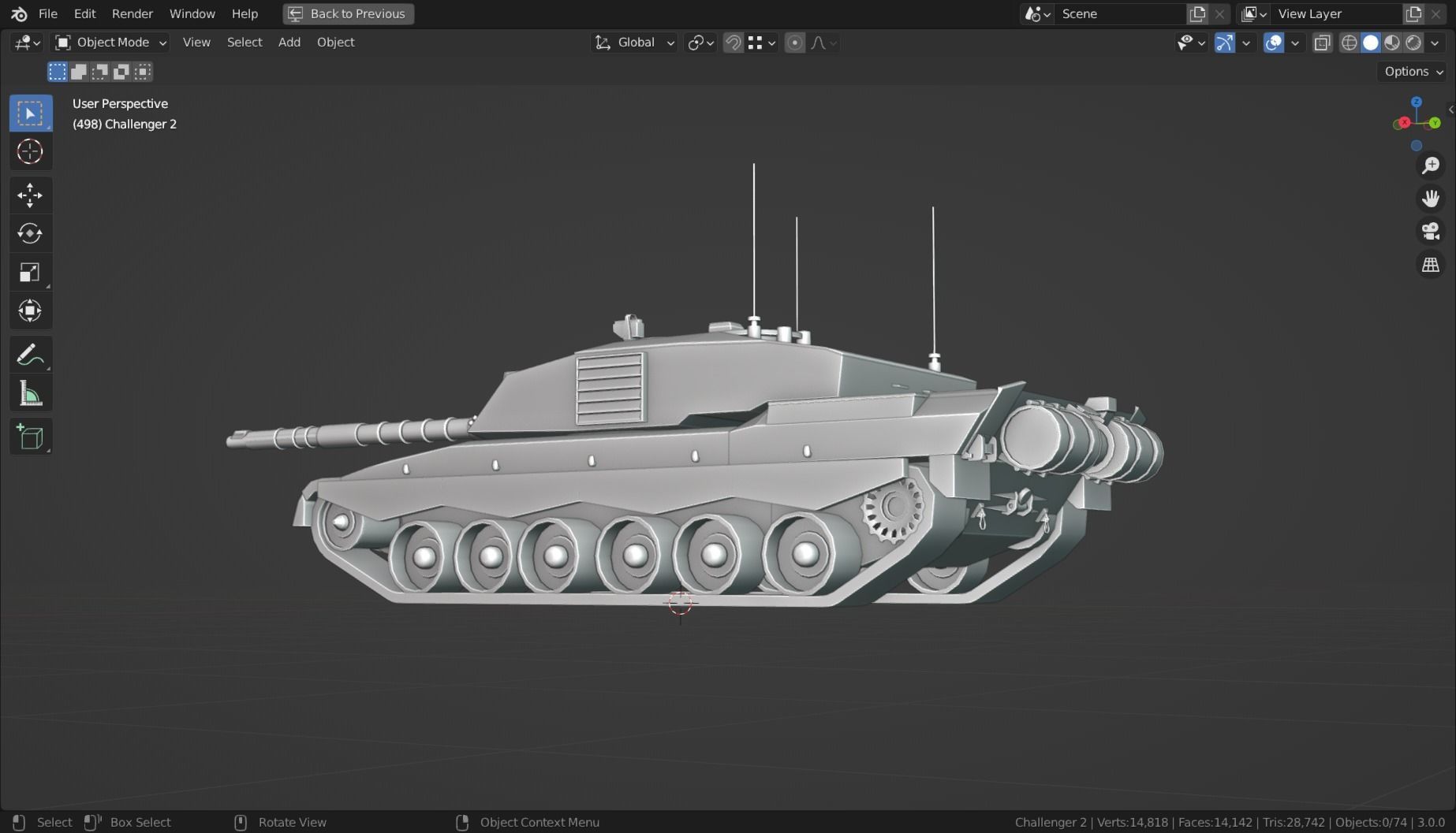 Challenger 2 TANK BASE MESH Low-poly 3D model_4