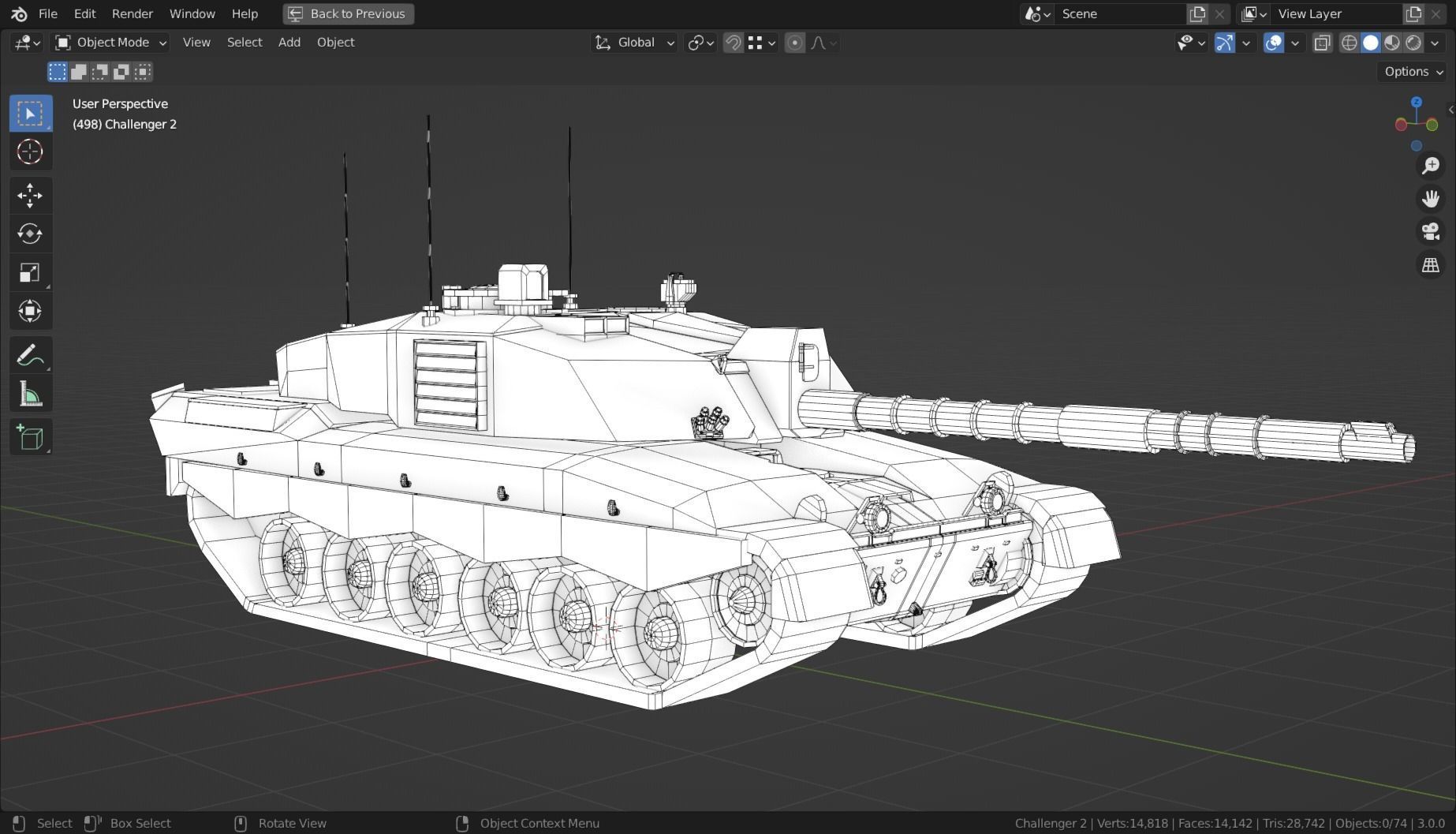 Challenger 2 TANK BASE MESH Low-poly 3D model_8