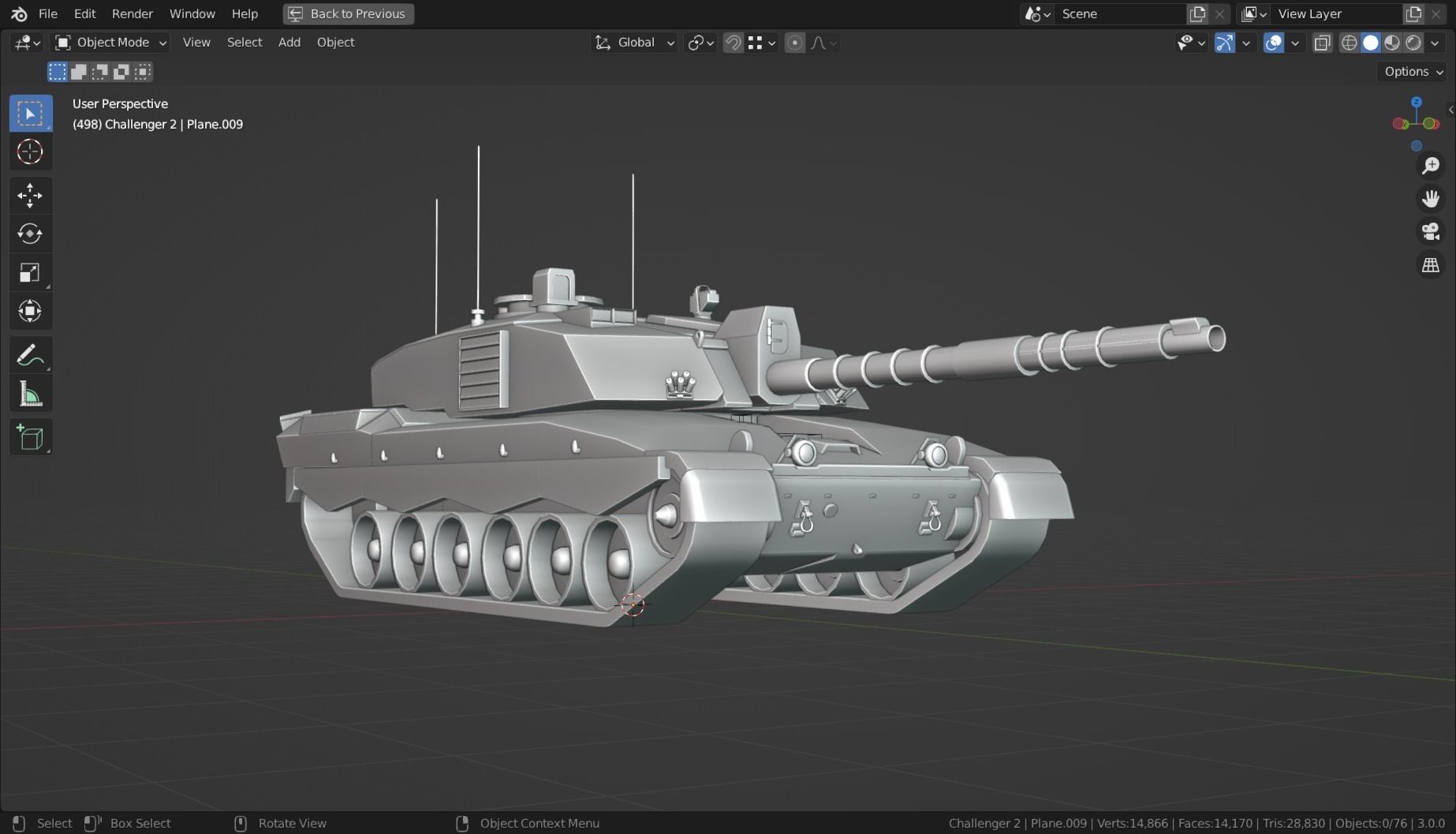 Challenger 2 TANK BASE MESH Low-poly 3D model_1