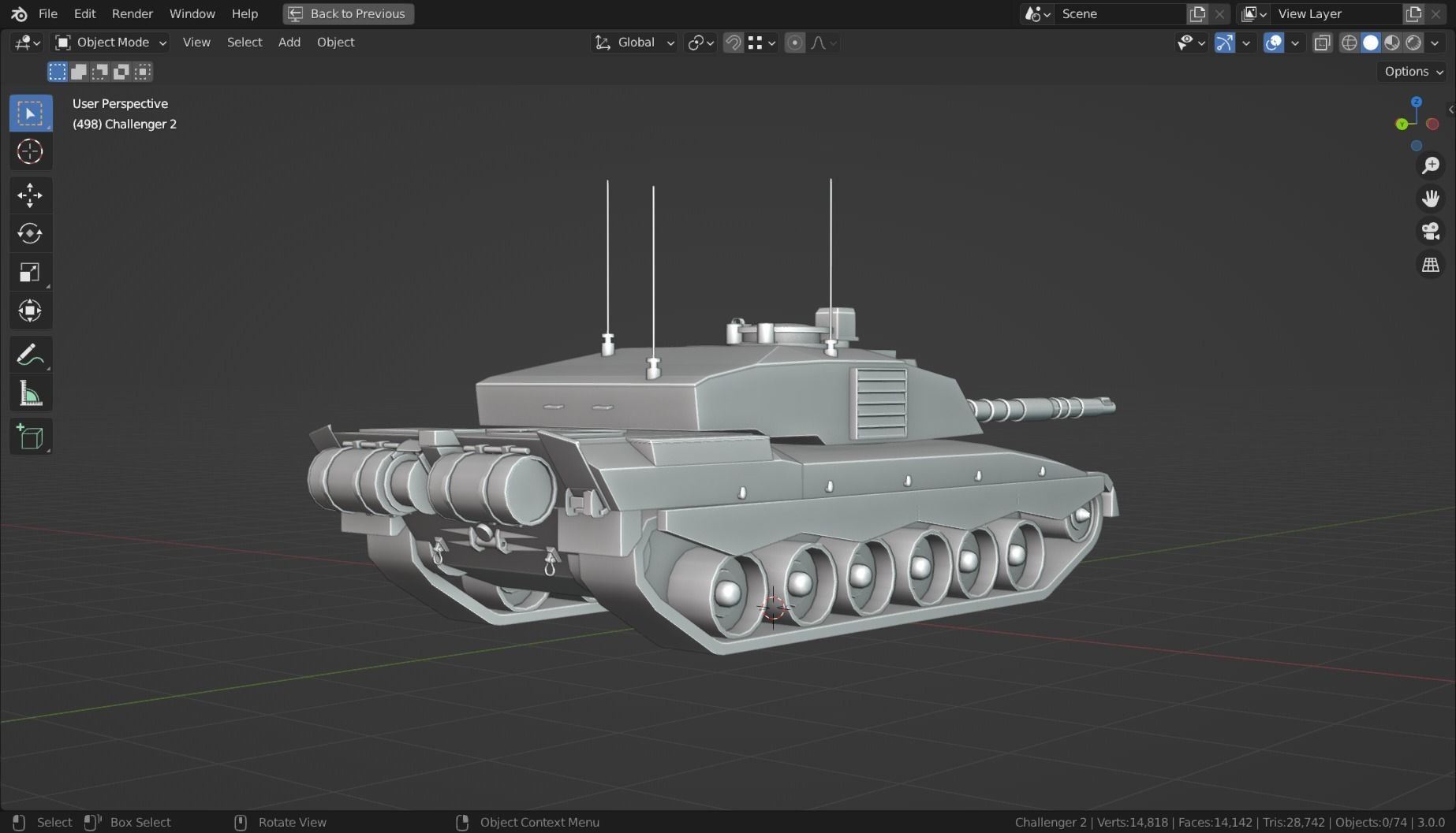 Challenger 2 TANK BASE MESH Low-poly 3D model_2