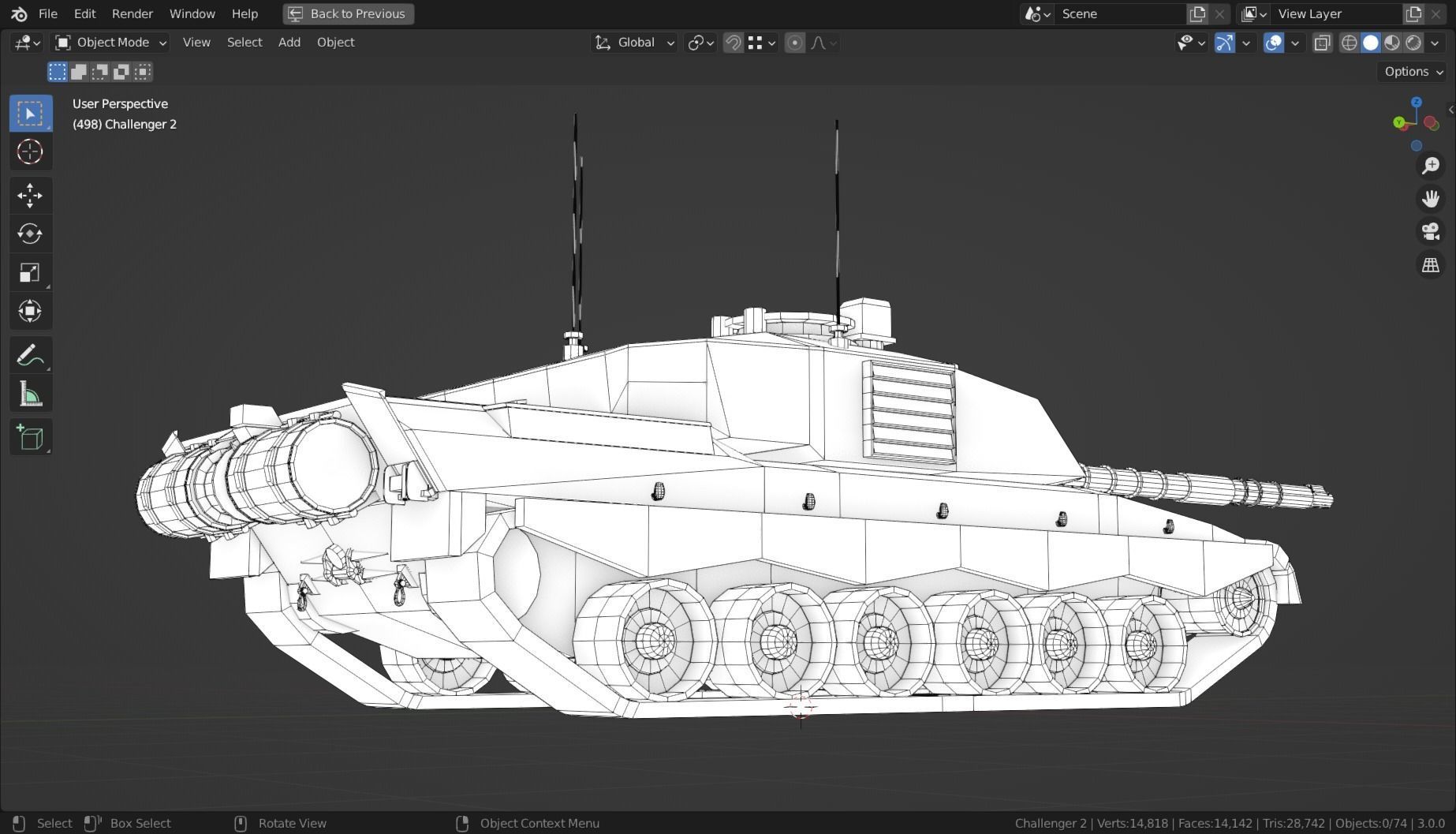 Challenger 2 TANK BASE MESH Low-poly 3D model_18