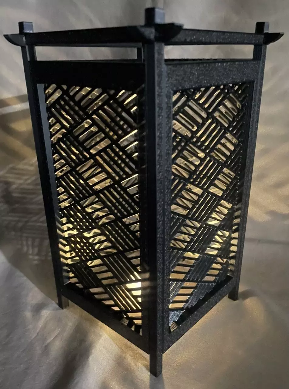 Kumiko Japanese Shoji Lantern - Hishisannoji-Kuzushi 3D print model_0