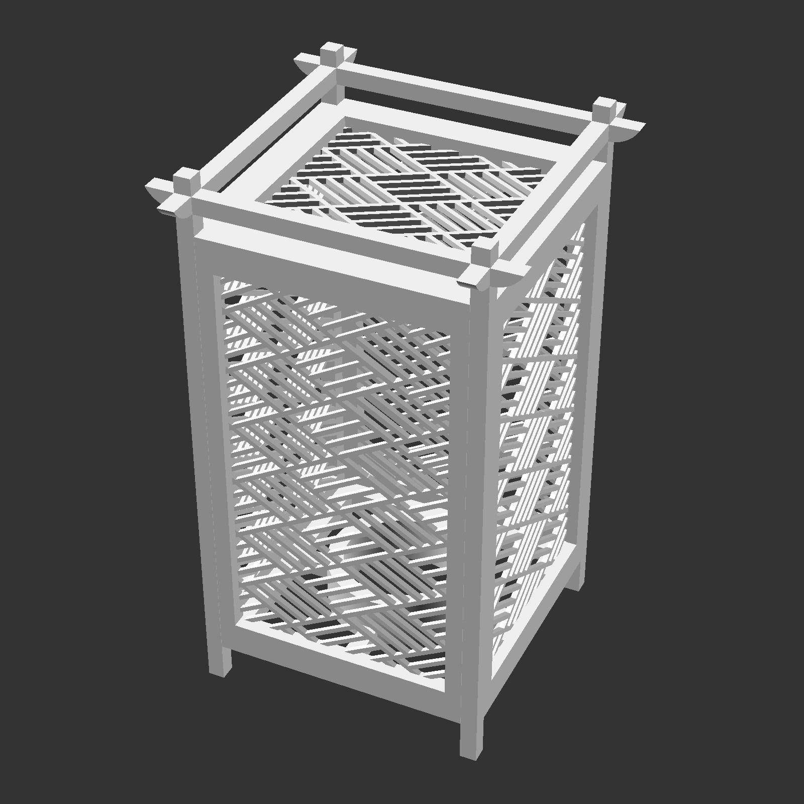 Kumiko Japanese Shoji Lantern - Hishisannoji-Kuzushi 3D print model_7