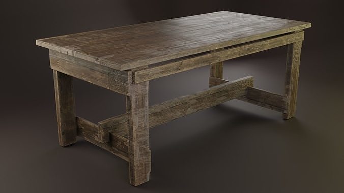 Wood Table LP GameReady Low-poly 3D model