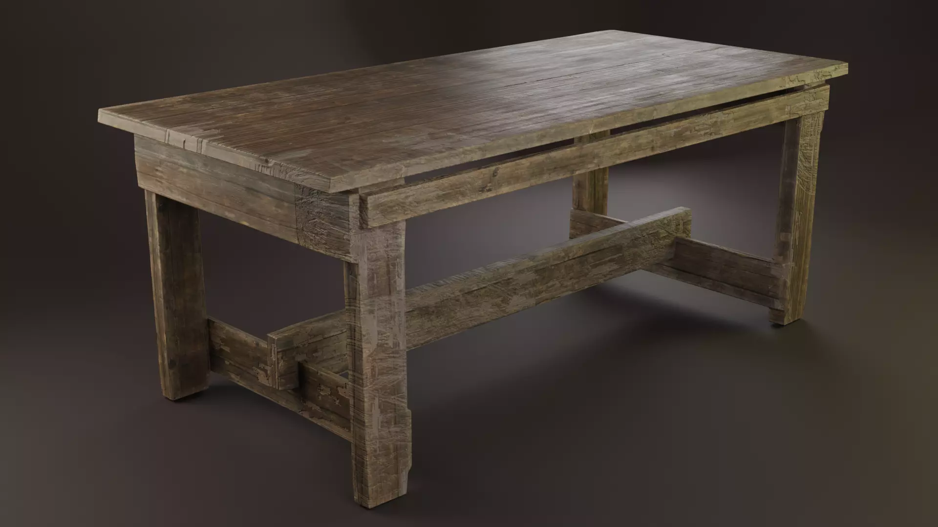 Wood Table LP GameReady Low-poly 3D model_0
