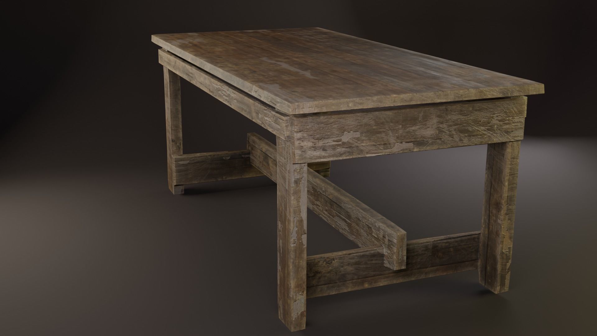 Wood Table LP GameReady Low-poly 3D model_4