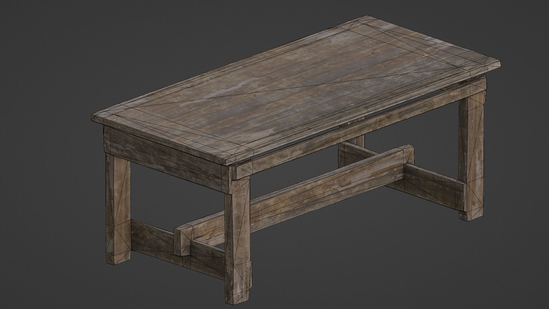Wood Table LP GameReady Low-poly 3D model_2