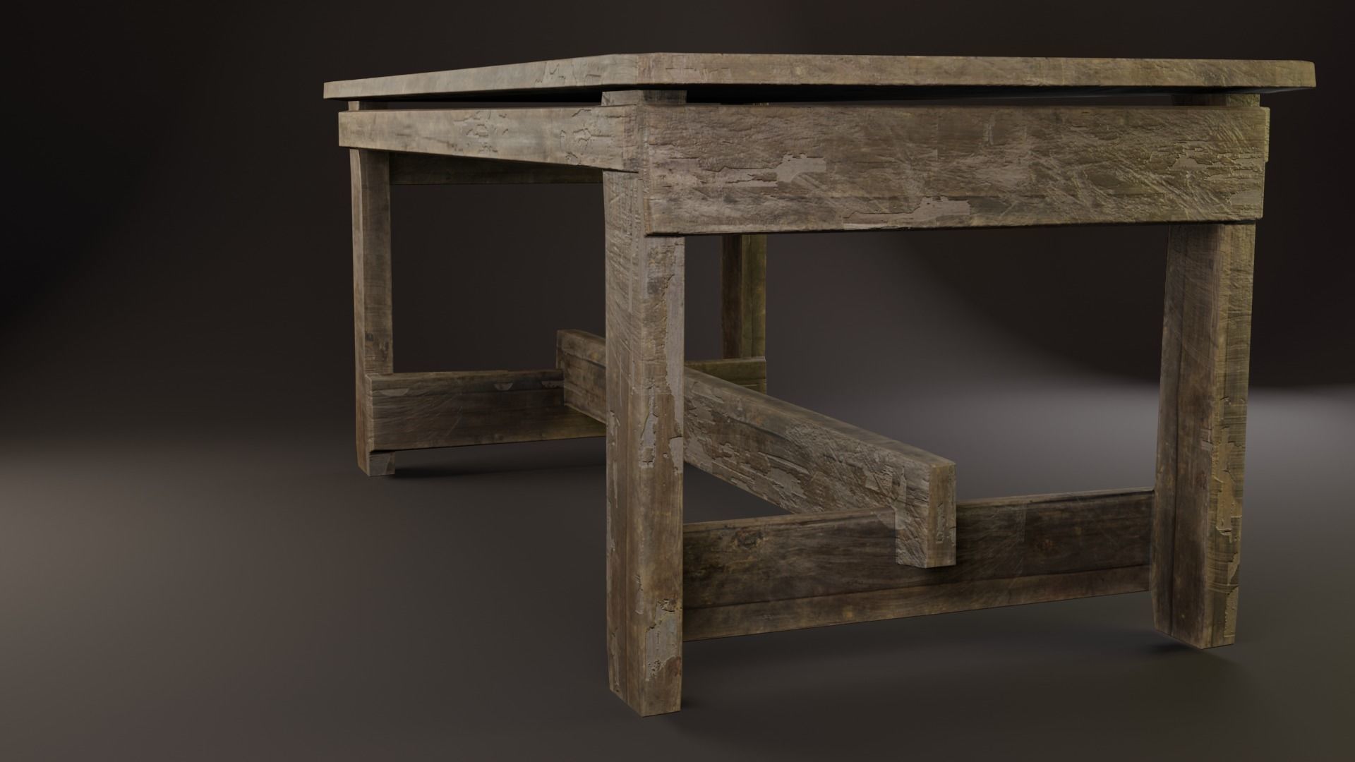 Wood Table LP GameReady Low-poly 3D model_5