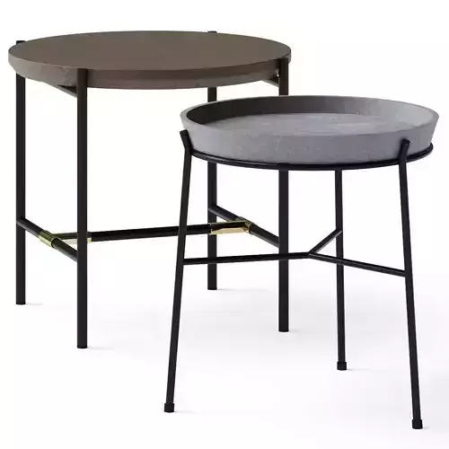 West Elm Concrete Iron and Tray Side Tables