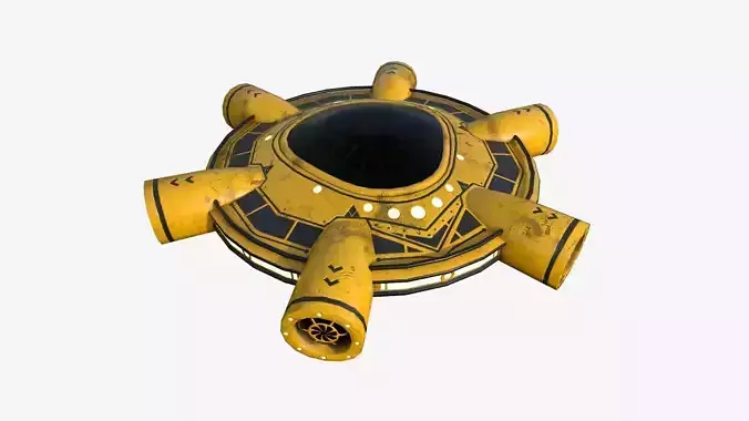 Alien Spaceship UFO J08 Yellow Dirt - Sci Fi Spacecraft Design Low-poly 3D model