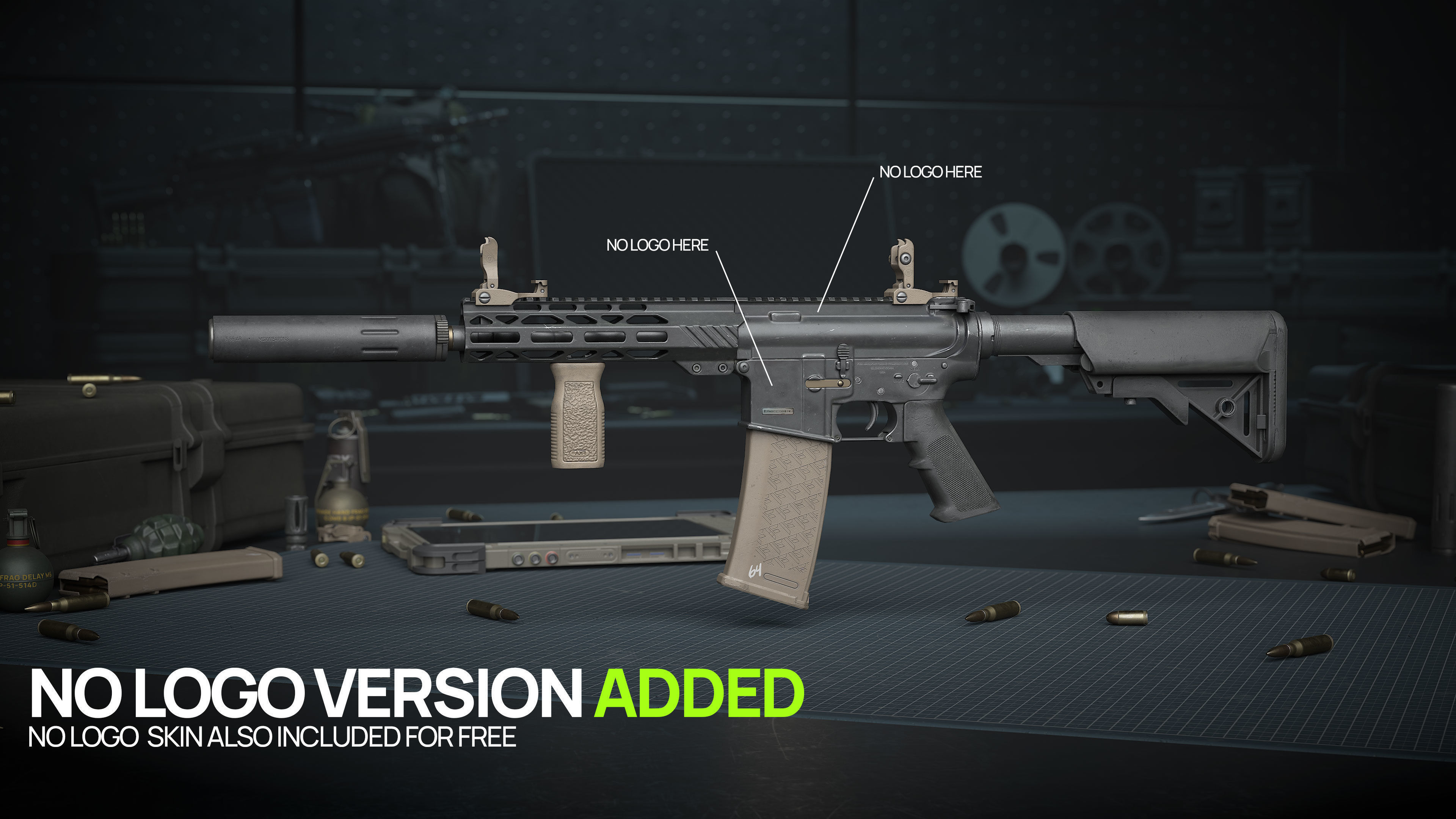 Weapon - AR15 HoloSight AimPoint - assault rifle Low-poly 3D model_7