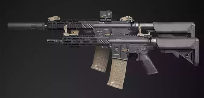 Weapon - AR15 HoloSight AimPoint - assault rifle Low-poly 3D model
