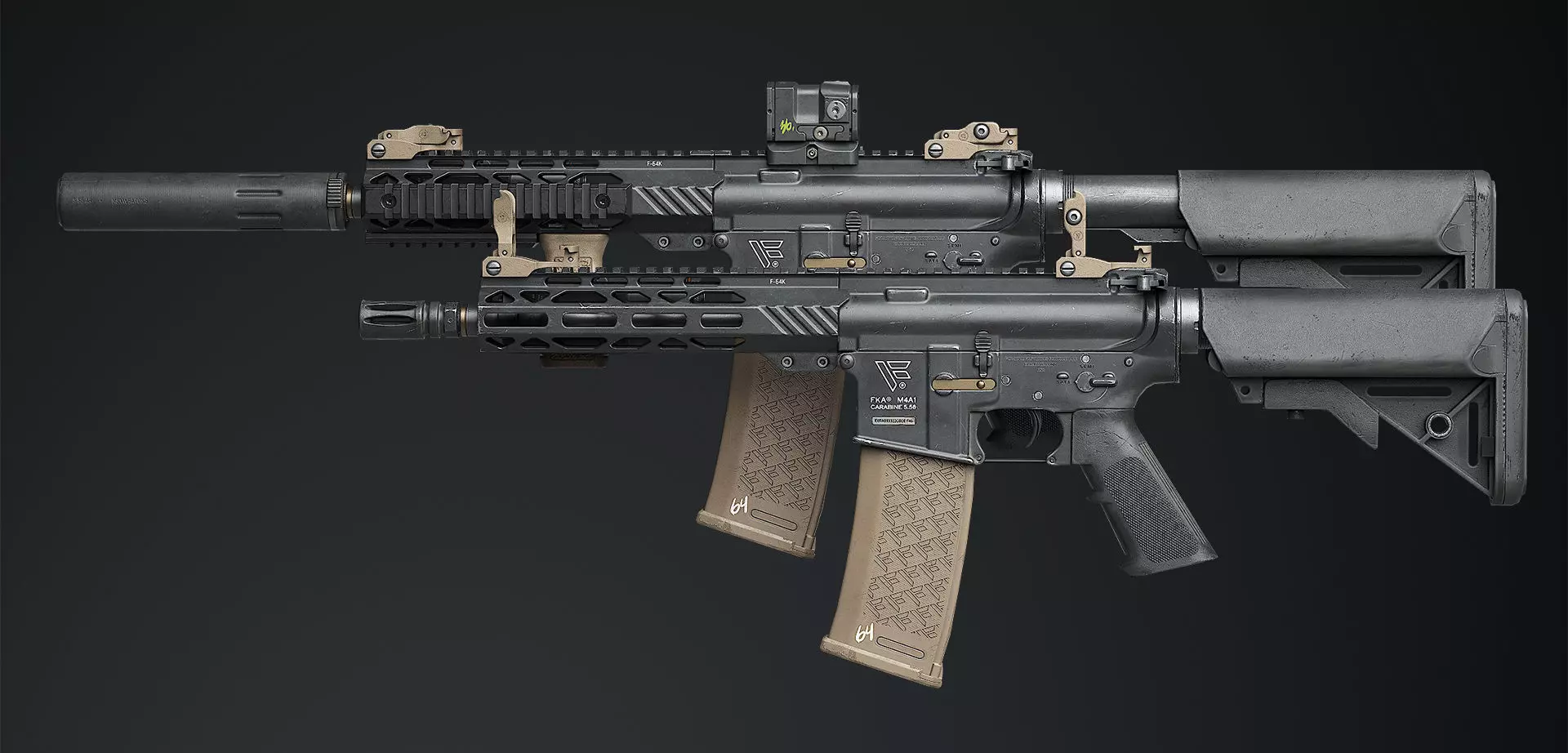Weapon - AR15 HoloSight AimPoint - assault rifle Low-poly 3D model_0
