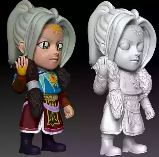 SaGa Frontier Blue Cartoon Chubby Chibi Figure