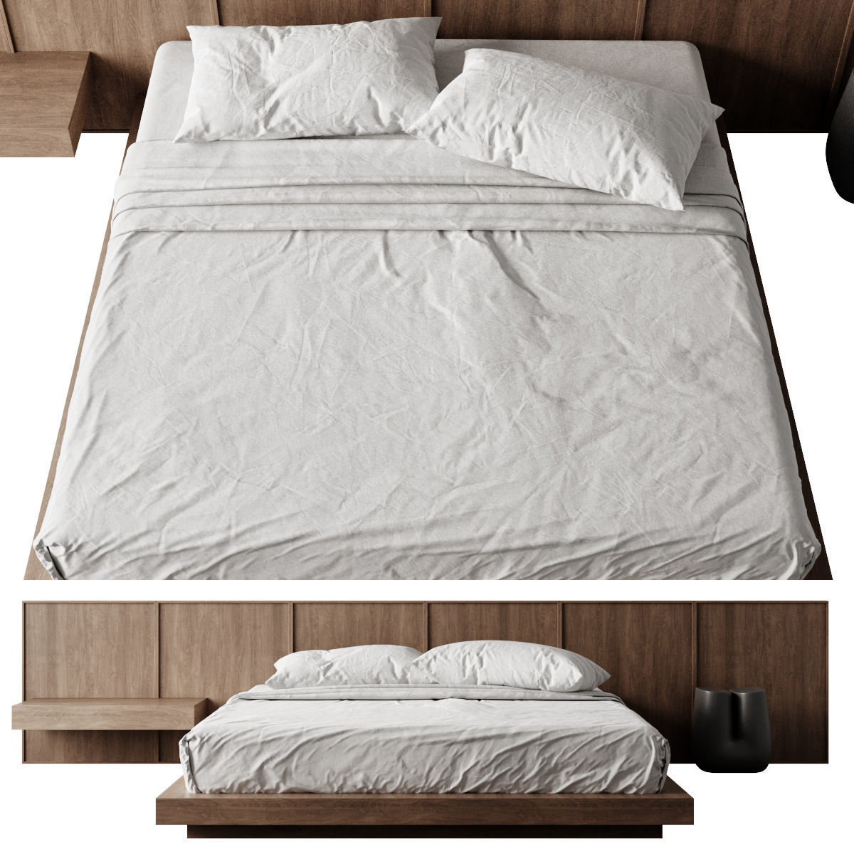 Bed 2 with headboard and footboard 3D model_2