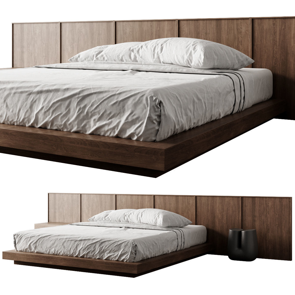 Bed 2 with headboard and footboard 3D model_1