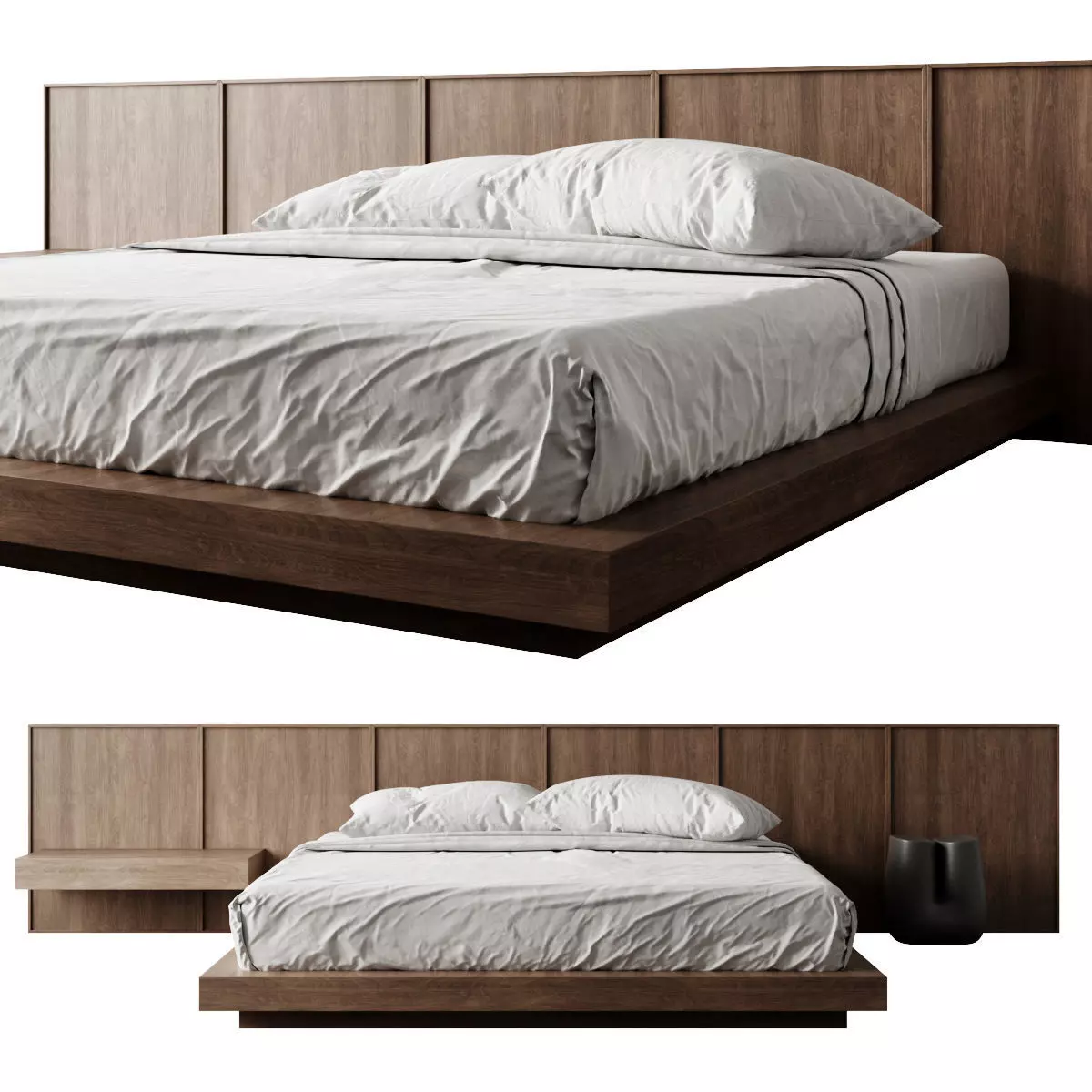 Bed 2 with headboard and footboard 3D model_0