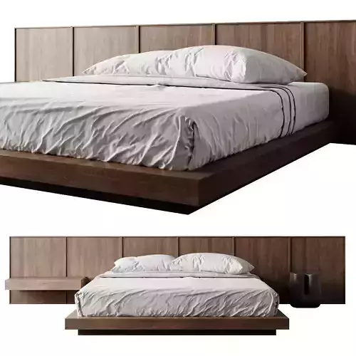 Bed 2 with headboard and footboard 3D model