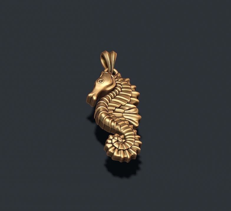 Seahorse pendant 3D print model_2