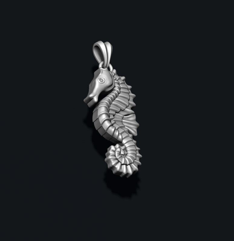 Seahorse pendant 3D print model_7