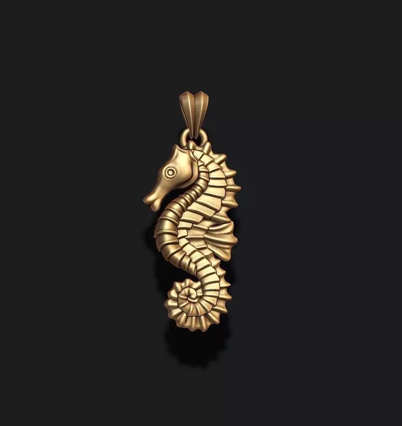 Seahorse pendant 3D print model_0
