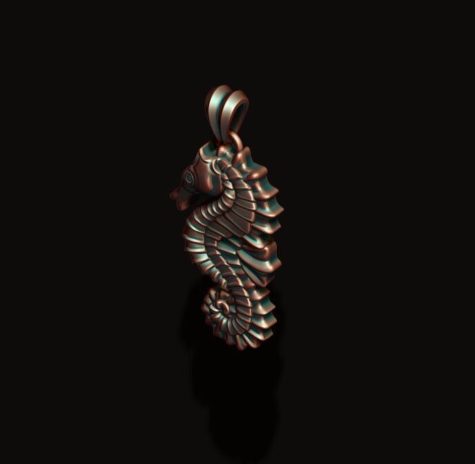 Seahorse pendant 3D print model_4
