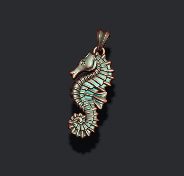 Seahorse pendant 3D print model_3