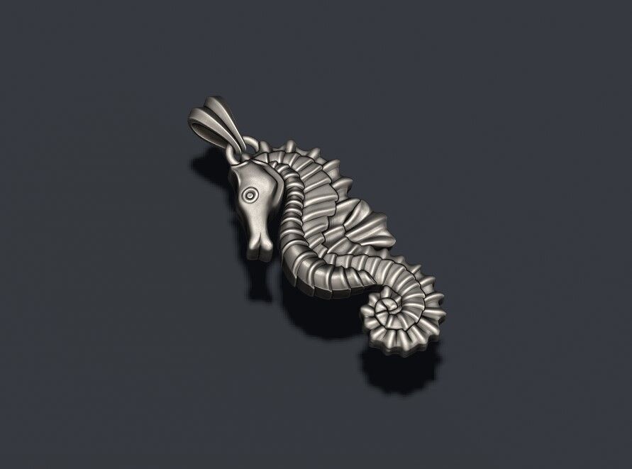 Seahorse pendant 3D print model_5
